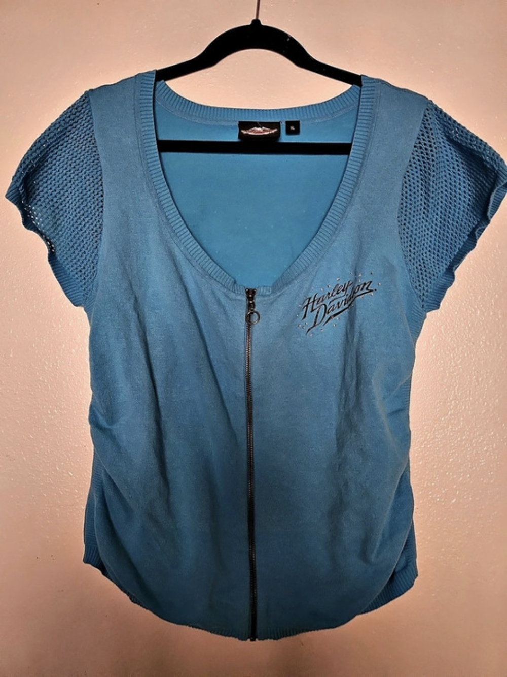 Harley-Davidson Blue Zip Front Top Size XL